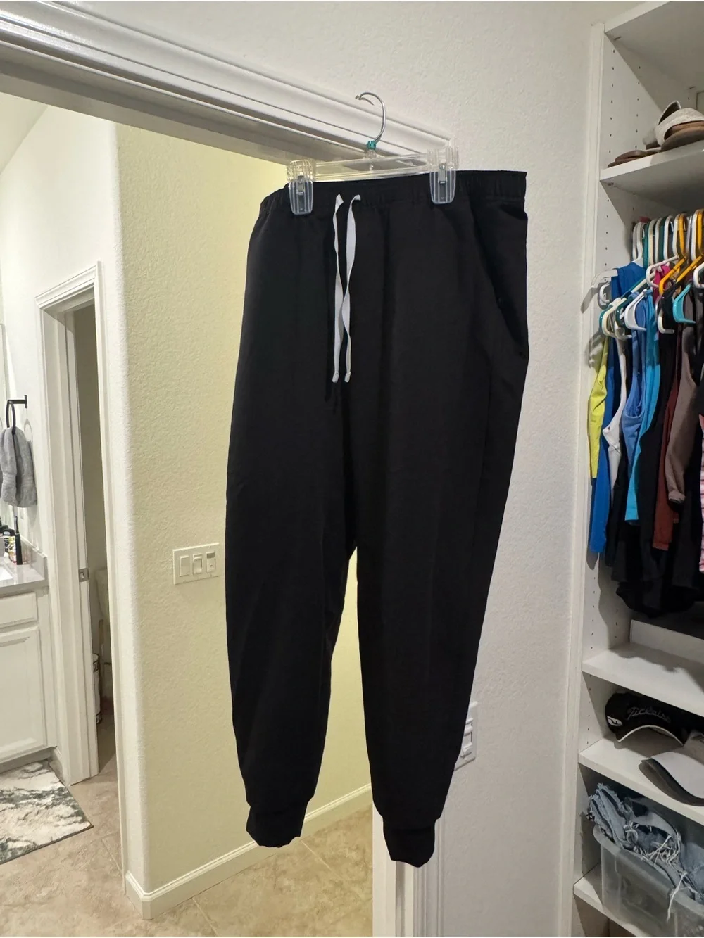 Figs Black Jogger Pants with Gray Drawstring